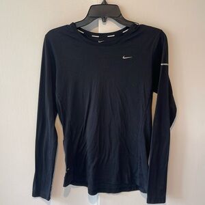 Nike Running Black Reflective Long Sleeve Shirt| Dry Fit| Size Medium